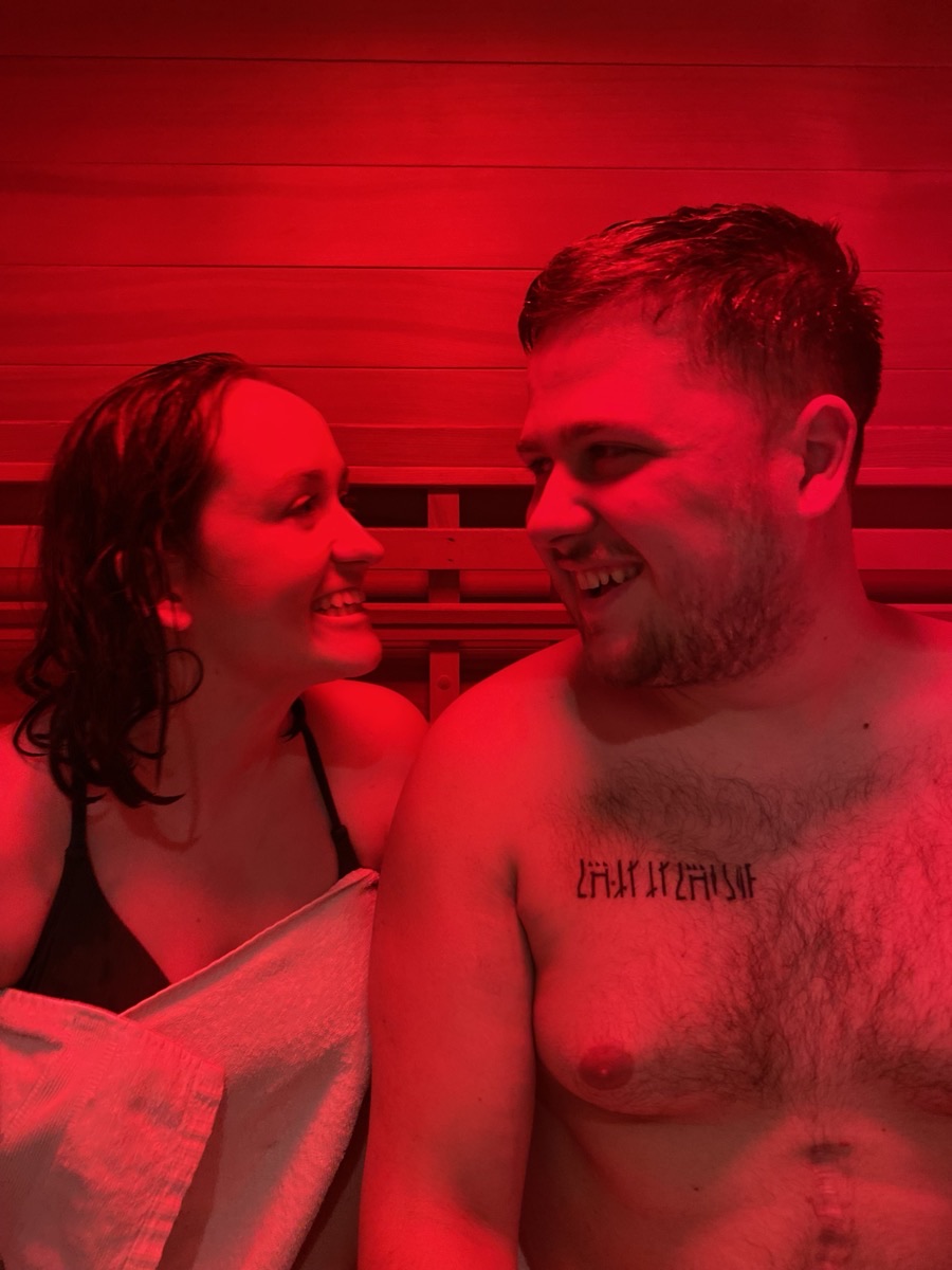 A couple sharing a session in the infrared sauna at Floatwell Cambridge