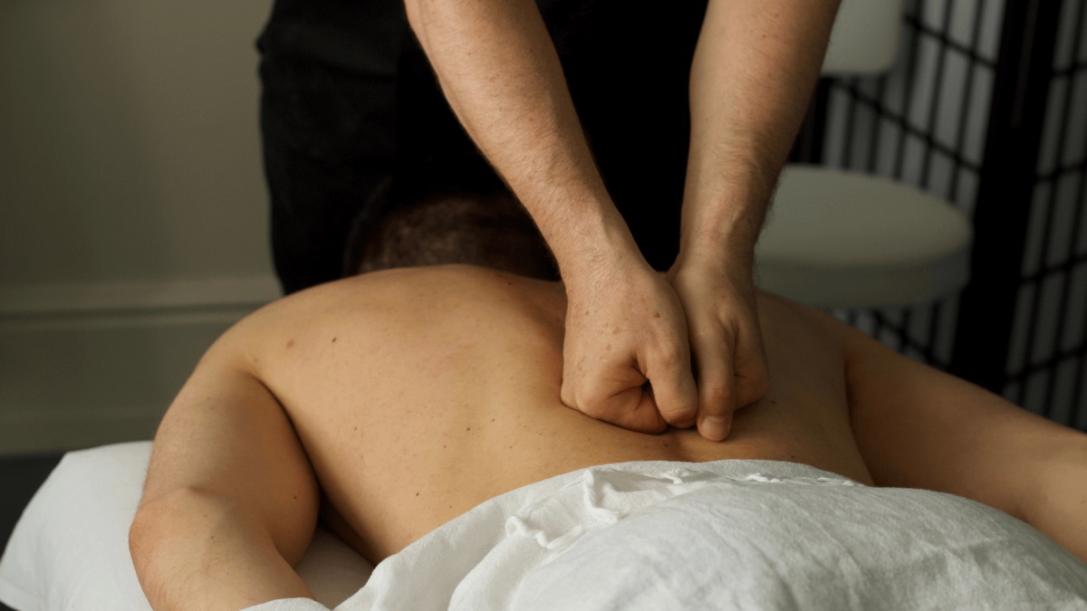 A sports massage in progress at Floatwell Cambridge